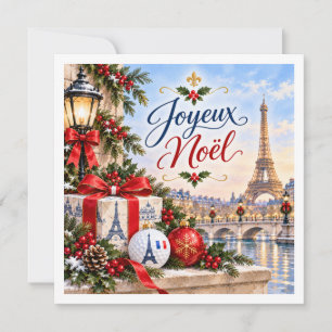 Golf Christmas France Paris Eiffel Tower Holiday Card