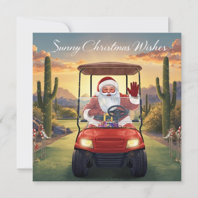 Golf Christmas from Sunny state with Santa Holiday Card (Front)