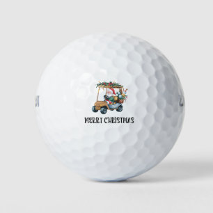 Golf Christmas Gift with Santa Golfer driving cart Golf Balls