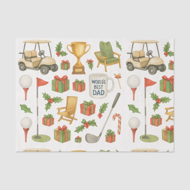 Golf Christmas gifts themed for Golf Dad  Tissue Paper (Front)