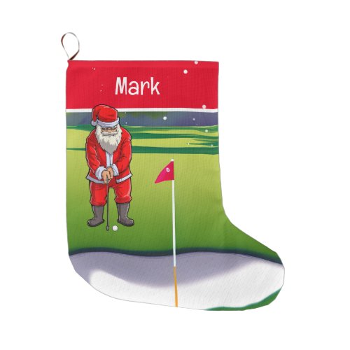 Golf Christmas Gifts with Santa Claus Large Christmas Stocking