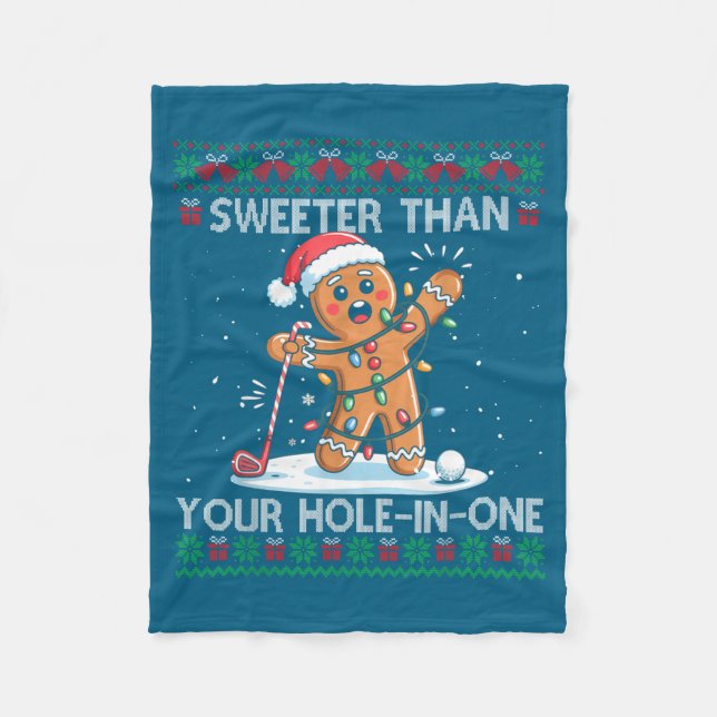 Golf Christmas Gingerbread Sweeter Than Your Hole- Fleece Blanket (Front)