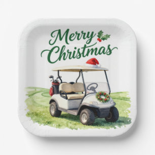 Golf Christmas Golf Cart Paper Plates
