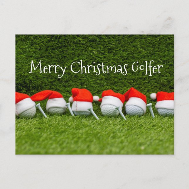 Golf Christmas hat with golf ball and Santa hat Postcard (Front)