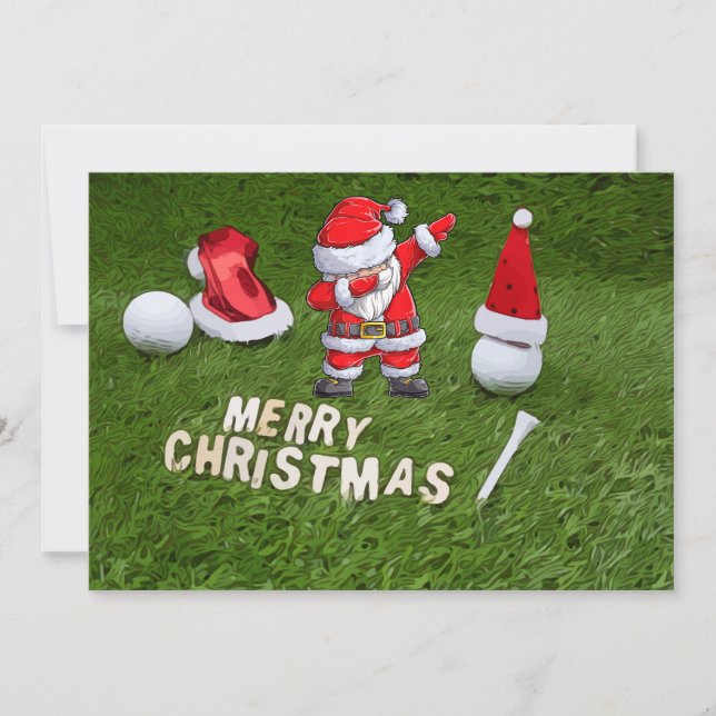 Golf Christmas Holiday and golf ball  Santa Claus  Card (Front)