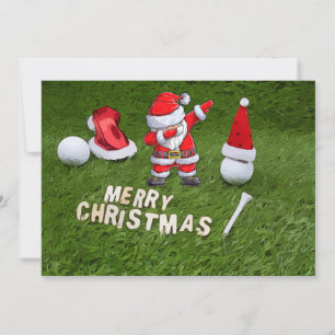 Golf Christmas Holiday and golf ball Santa Claus Card