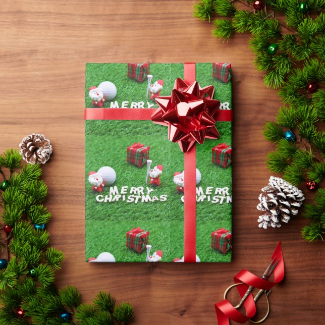 Golf Christmas Holiday and golf ball  Santa Claus  Wrapping Paper (Holiday Gift)