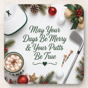 Golf Christmas Holiday Beverage Coaster