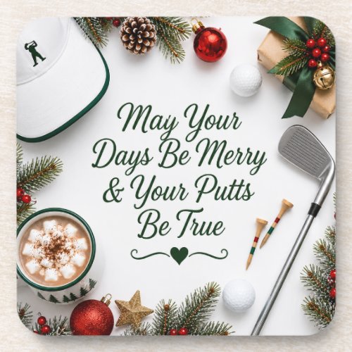Golf Christmas Holiday Beverage Coaster