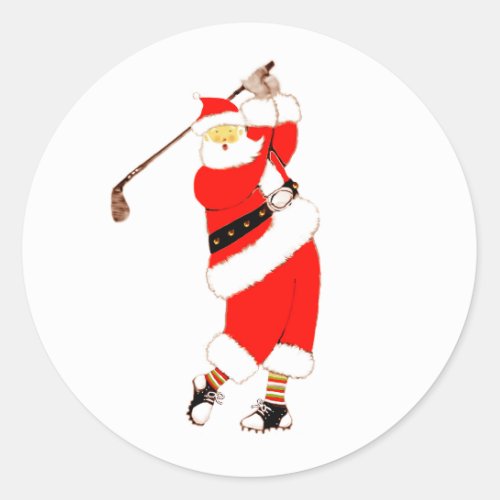 Golf Christmas Holiday Classic Round Sticker
