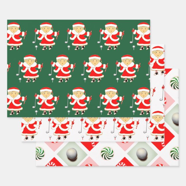 Golf Christmas Holiday Gift Ideas Wrapping Paper Sheets (Set)