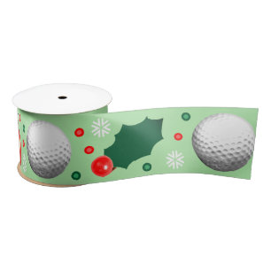 Golf Christmas Holiday Gift Satin Ribbon