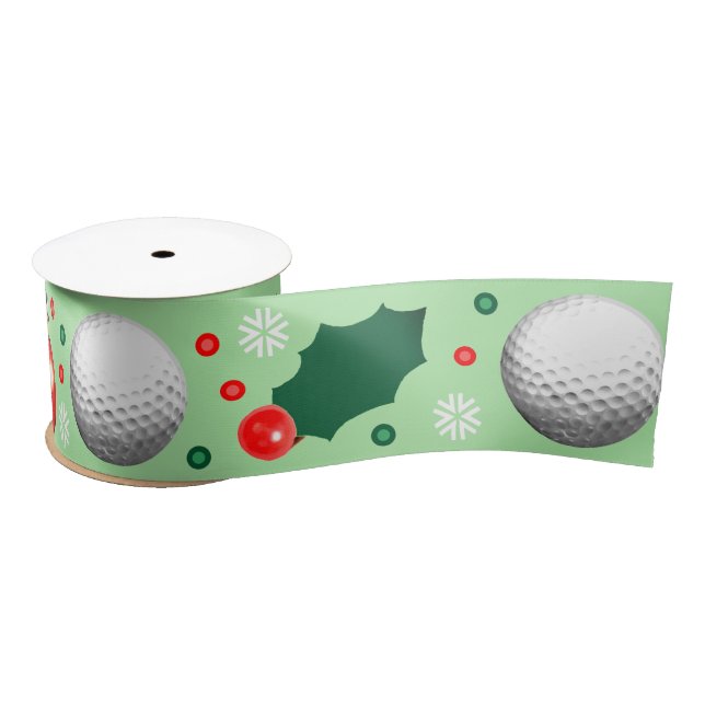 Golf Christmas Holiday Gift Satin Ribbon (Spool)