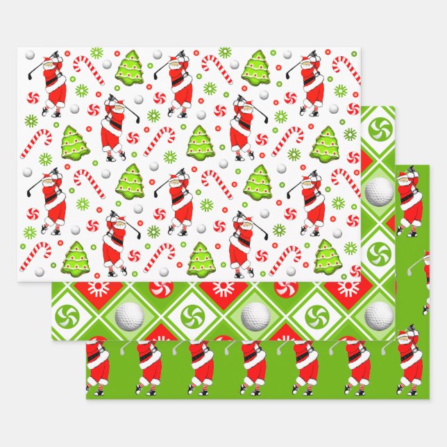 Golf Christmas Holiday Gift Wrapping Paper (Set)