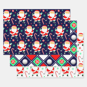 Golf Christmas Holiday Gift Wrapping Paper Sheets