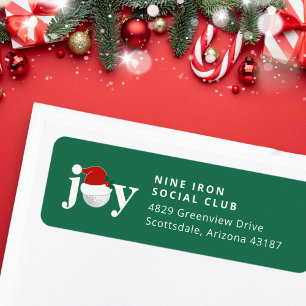 Golf Christmas Holiday Joy  Festive Modern Green Label