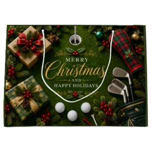 Golf Christmas Holiday Large Gift Bag