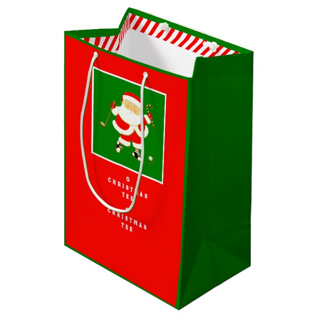 Golf Christmas Holiday Medium Gift Bag (Front Angled)
