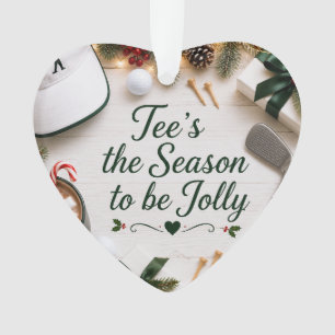 Golf Christmas Holiday on green grass Ornament