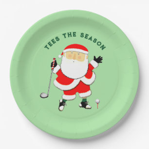 Golf Christmas Holiday Paper Plates