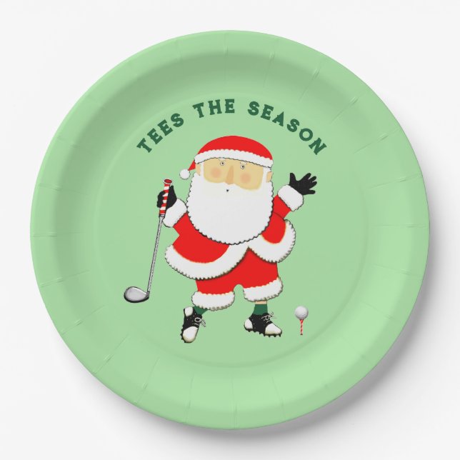 Golf Christmas Holiday Paper Plates (Front)