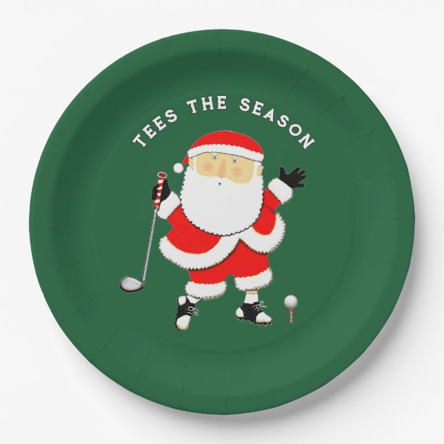 Golf Christmas Holiday Paper Plates (Front)