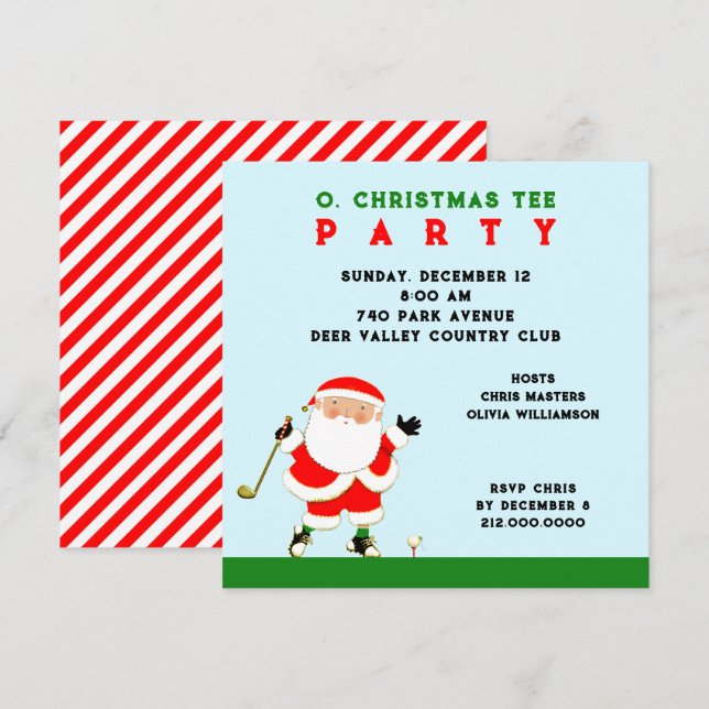 Golf Christmas Holiday Party Invitation (Front/Back)