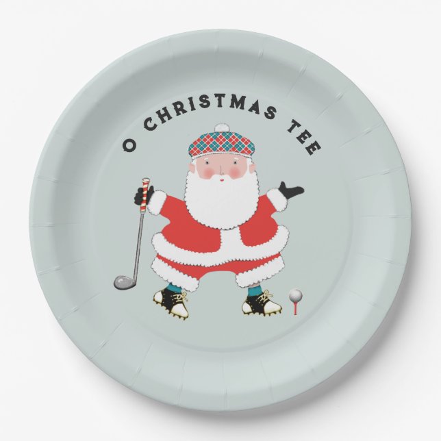 Golf Christmas Holiday Party Paper Plates (Front)
