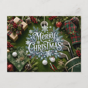 Golf Christmas Holiday Postcard