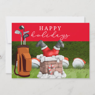 Golf Christmas Holiday Santa Claus watercolor