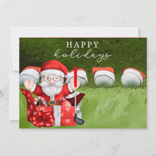 Golf Christmas Holiday Santa Claus watercolor