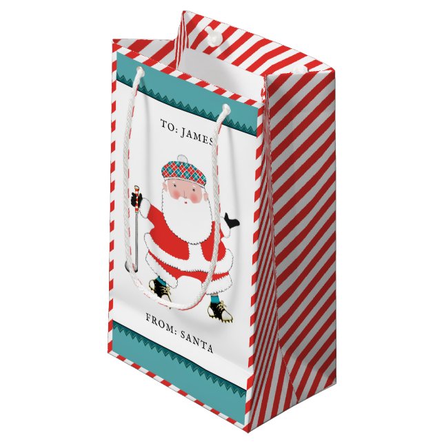 Golf Christmas Holiday Small Gift Bag (Front Angled)