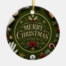 Golf Christmas Holiday themed on green grass