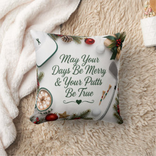 Golf Christmas Holiday Throw Pillow