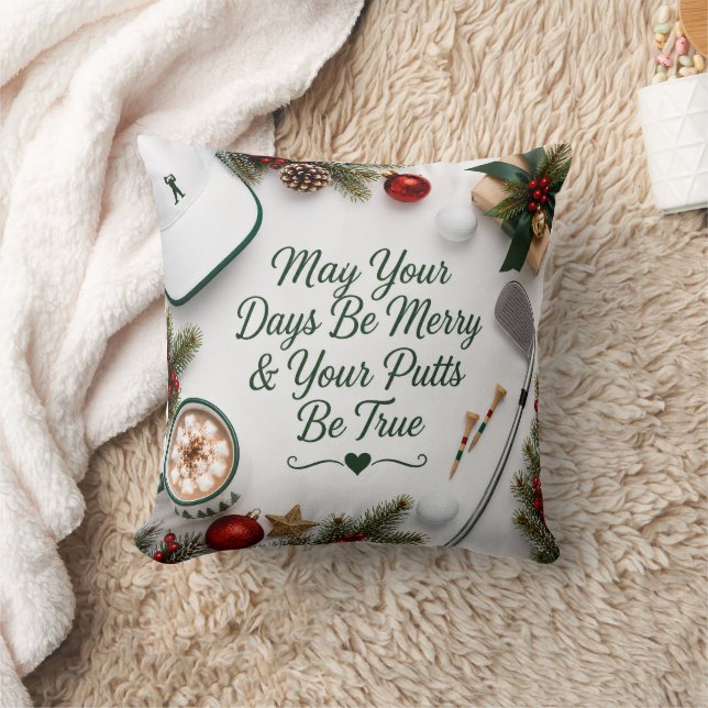 Golf Christmas Holiday Throw Pillow (Blanket)
