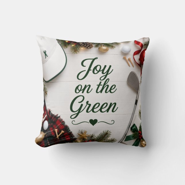 Golf Christmas Holiday Throw Pillow (Front)