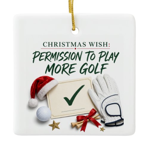 Golf Christmas Holiday with golf ball for golfer   Ceramic Ornament