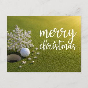 Golf Christmas Holiday with golf ball for golfer Postcard
