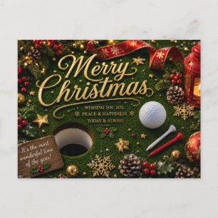 Golf Christmas Holiday with golf ball for golfer Postcard