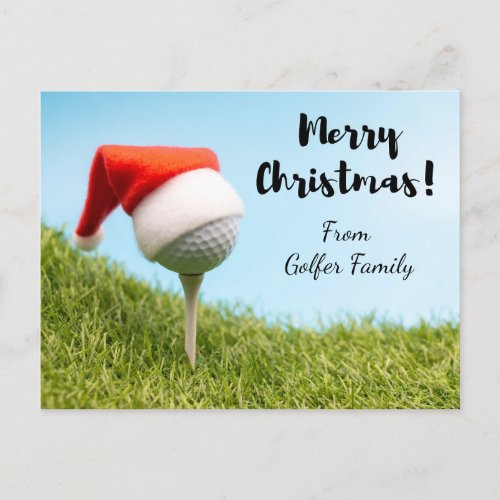 Golf Christmas Holiday with Santa hat on golf ball