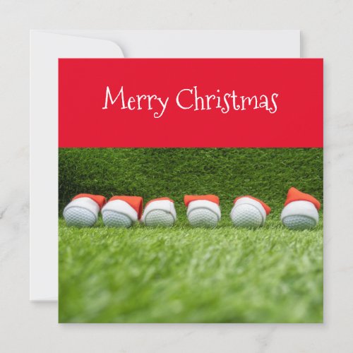 Golf Christmas Holiday with Santa hat on green