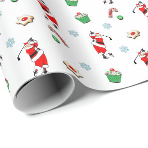 Golf Christmas Holiday Wrapping Paper