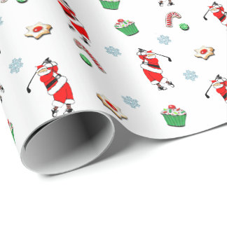 Golf Christmas Holiday Wrapping Paper