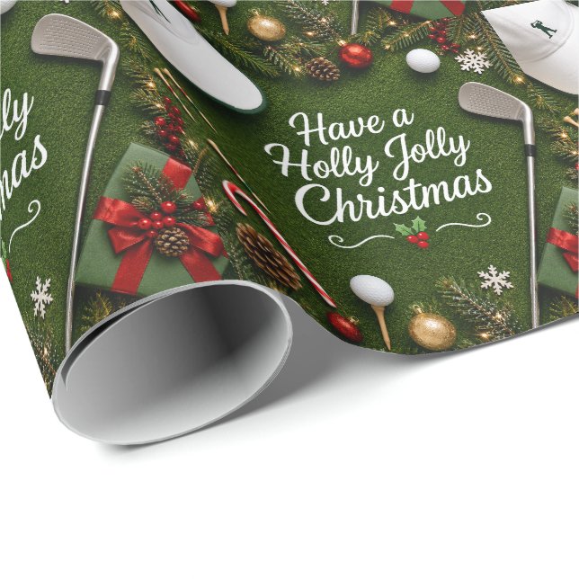 Golf Christmas Holiday Wrapping Paper (Roll Corner)