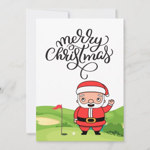 Golf Christmas in golf course for golfer Holiday Card