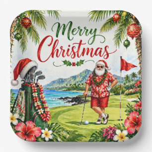 Golf Christmas in Hawaii Paper Plates