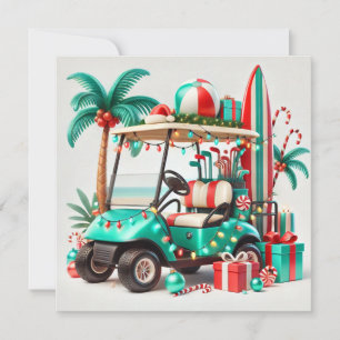 Golf Christmas in July for golfer with Santa Claus Holiday Card