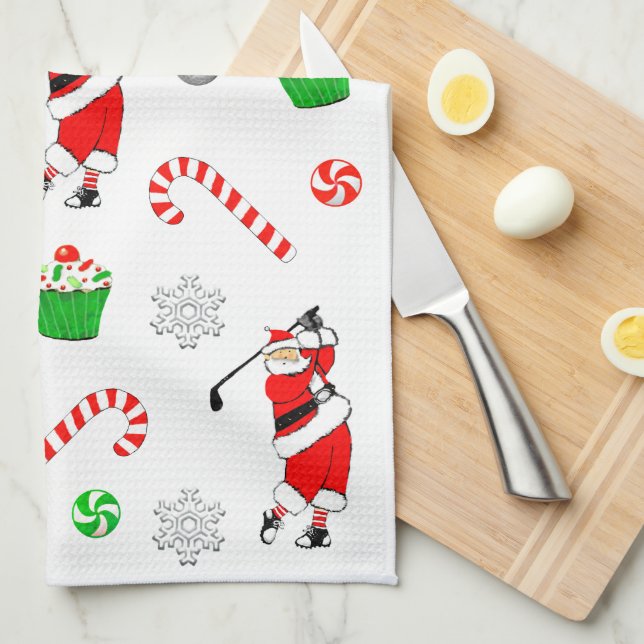 Golf Christmas Kitchen Towel (Quarter Fold)