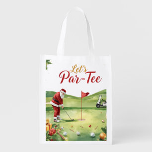 Golf Christmas Let’s Par tee with Santa Claus Grocery Bag