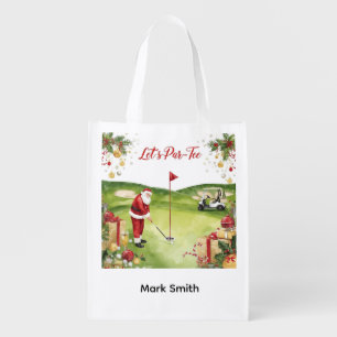 Golf Christmas Let’s Par tee with Santa Claus Grocery Bag